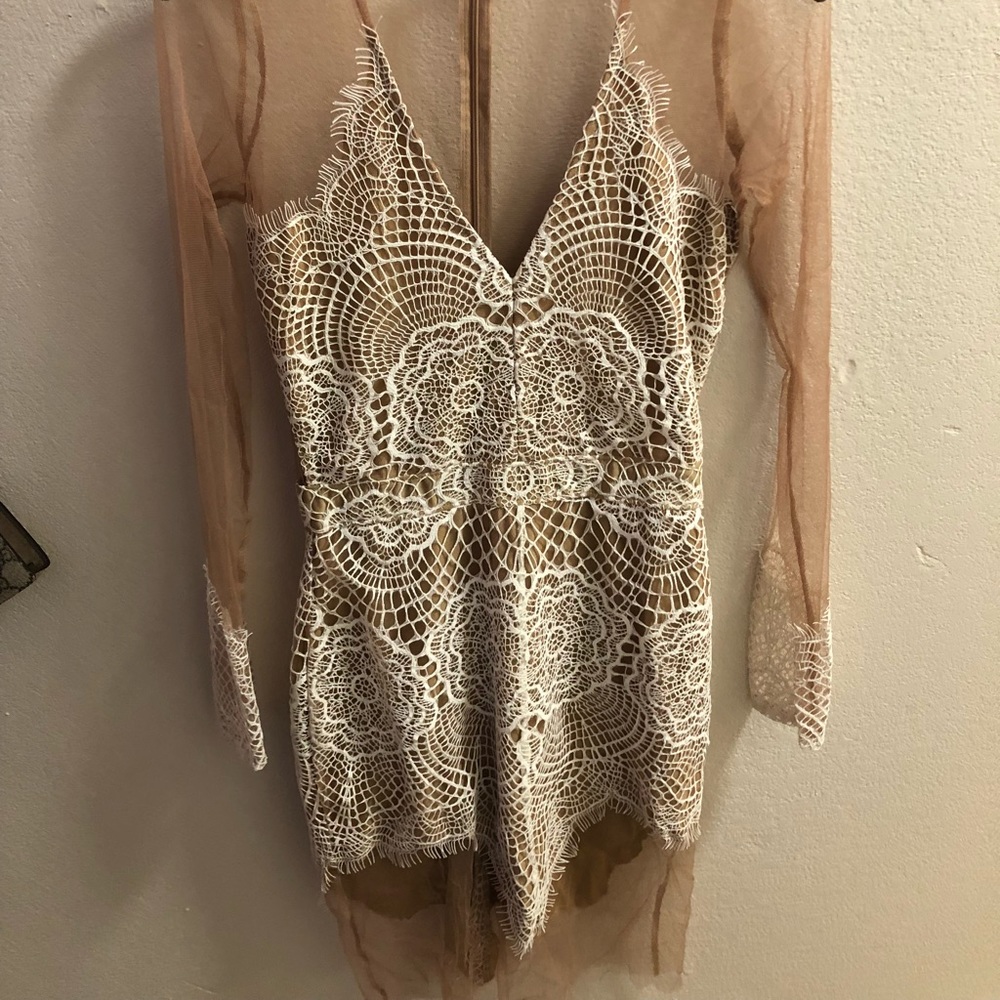 Tan sheer backless dress